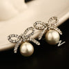 2020 New Exquisite pearl earrings for women gold Metal bow female female anti allergy Earrings gold