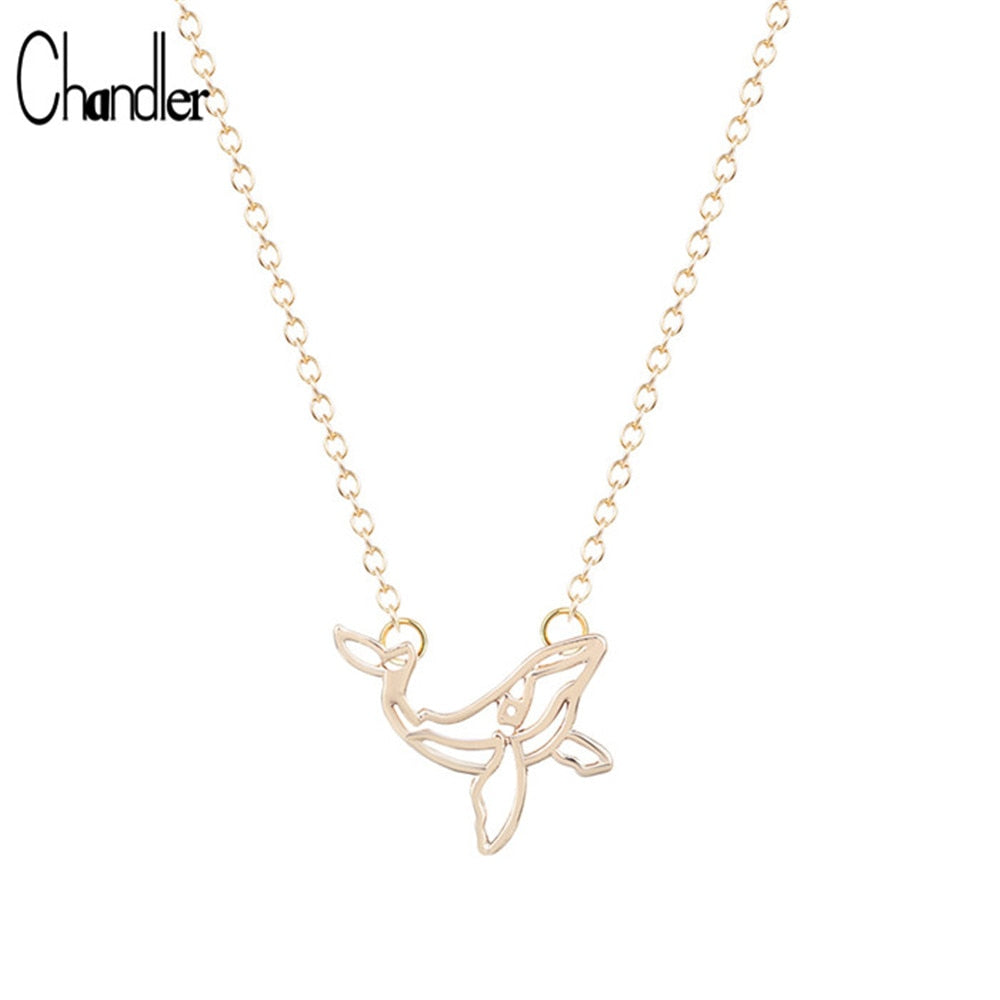 2020 New Famous Brand Silver Whale Pendant Necklace Long Chain Statement Alloy Plated Jewelry For Women Girls Party Gifts