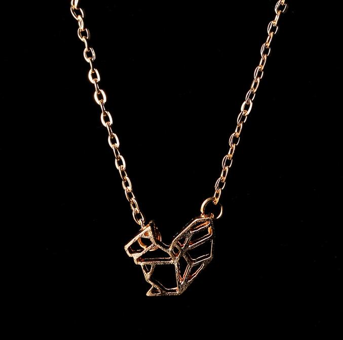 New Fashion 1pc Gold and Silver color Origami Squirrel Necklace Pendants for women Long Chain Necklace 2015 for Women