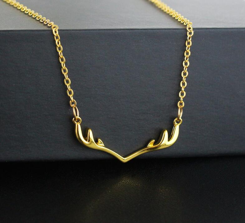 2020 New Fashion Deer Horn Antler Necklace Jewelry Simple Elegant Horn Antler Tiny Cute Pendant Necklace for women best gift