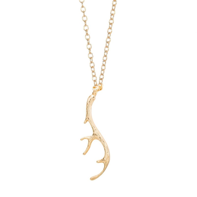 2020 New Fashion Elegant Deer Antler Pendant Necklaces for Women Simple Long Chain Vintage Cute Animal Necklace Party Gift