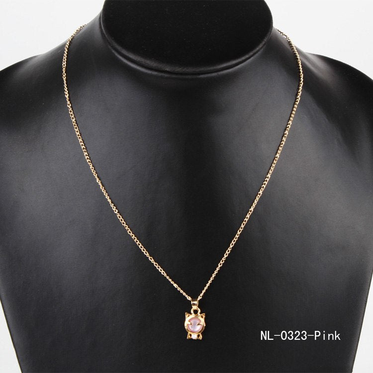 2020 New Fashion Fine Jewelry Beads Opal Smile Lucky Kitty Cat Clavicle Chain Necklaces & Pendants For Women