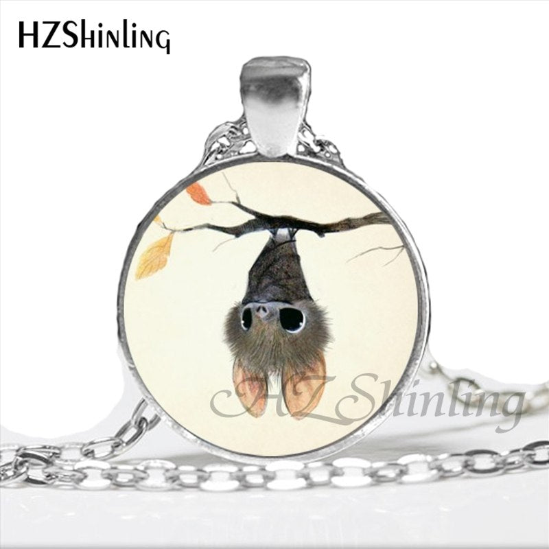 2020 New Fashion Little Bat Pendant Necklace Cute Cartoon Halloween Bat Jewelry Glass Dome Animal Necklace HZ1