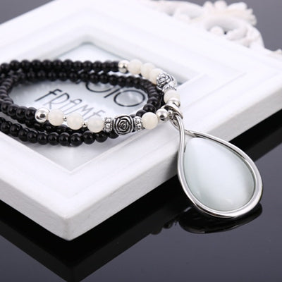 2020 New Fashion Sweater Chain Long Round White Cat Eye Stone Crystal Jewelry Women High quality Pendant Necklaces