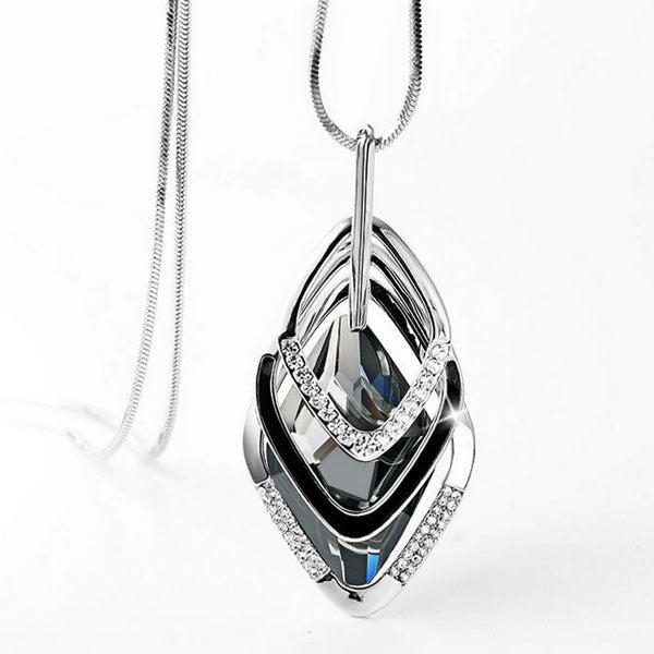 2020 New Fashion big crystal Multi layer geometry Accessories Pendant Necklace Fine Jewelry for women personality Sweater Chain