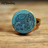 2020 New Glass Dome Elephant Ganesha Rings Handmade Round Mandala Ring Art Photo Jewelry Adjustable Ring Wholesale