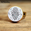 2020 New Glass Dome Elephant Ganesha Rings Handmade Round Mandala Ring Art Photo Jewelry Adjustable Ring Wholesale