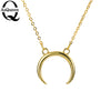 2020 New Gold Silver Simple Crescent Moon Women Necklace Plain Half Moon 17mm Pendant Necklaces for Women Couple Necklace