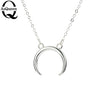 2020 New Gold Silver Simple Crescent Moon Women Necklace Plain Half Moon 17mm Pendant Necklaces for Women Couple Necklace