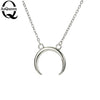 2020 New Gold Silver Simple Crescent Moon Women Necklace Plain Half Moon 17mm Pendant Necklaces for Women Couple Necklace