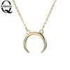 2020 New Gold Silver Simple Crescent Moon Women Necklace Plain Half Moon 17mm Pendant Necklaces for Women Couple Necklace