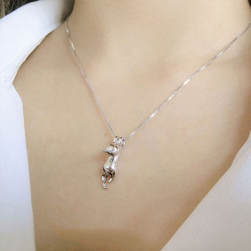 2020 New High Quality Smooth Alloy Silver Lovely Cat Long Tail Necklaces Pendants Fine Jewelry