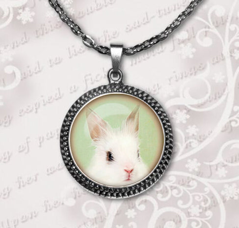 2020 New Limited Trendy Women Collares Collier Necklace Rabbit Pendant Bunny Necklace Cute Animal Jewelry Glass Dome Pendant HZ1