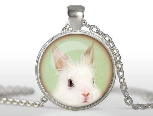 2020 New Limited Trendy Women Collares Collier Necklace Rabbit Pendant Bunny Necklace Cute Animal Jewelry Glass Dome Pendant HZ1