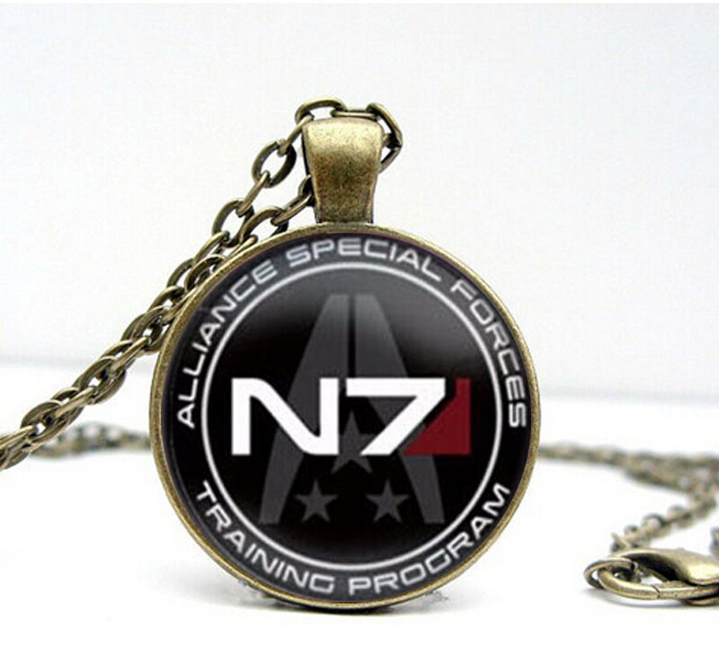 2021 Mass Effect Necklaces Inspired N7 Pendant Jewelry Glass Dome Cabochon Necklace Novel Round Pendants Link Chains HZ1