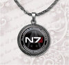 2021 Mass Effect Necklaces Inspired N7 Pendant Jewelry Glass Dome Cabochon Necklace Novel Round Pendants Link Chains HZ1
