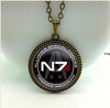 2021 Mass Effect Necklaces Inspired N7 Pendant Jewelry Glass Dome Cabochon Necklace Novel Round Pendants Link Chains HZ1