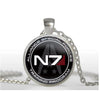 2021 Mass Effect Necklaces Inspired N7 Pendant Jewelry Glass Dome Cabochon Necklace Novel Round Pendants Link Chains HZ1