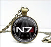 2021 Mass Effect Necklaces Inspired N7 Pendant Jewelry Glass Dome Cabochon Necklace Novel Round Pendants Link Chains HZ1