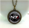 2021 Mass Effect Necklaces Inspired N7 Pendant Jewelry Glass Dome Cabochon Necklace Novel Round Pendants Link Chains HZ1