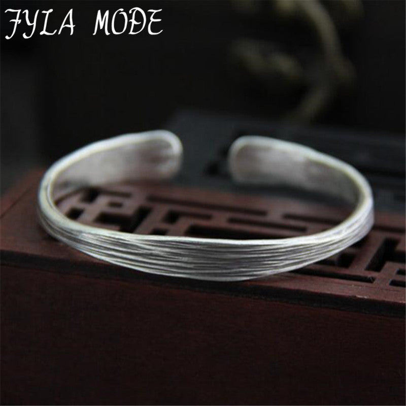2020 New New Arrival 999 Thai Silver Cuff Bracelet Retro Silver Bangle Bracelet For Women Men With Best Gift 7.10mm 17.50G