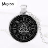 2017 Pagan Wheel Of The Year Necklaces Pentagram Pendant Round Photo Wiccan Jewelry Glass Cabochon Necklace Link Chain HZ1