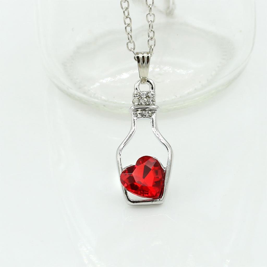 New Silver color Jewelry Bottle Heart Shape Cubic Zircon Statement Necklace&Pendants Crystal Collares for Women Gift