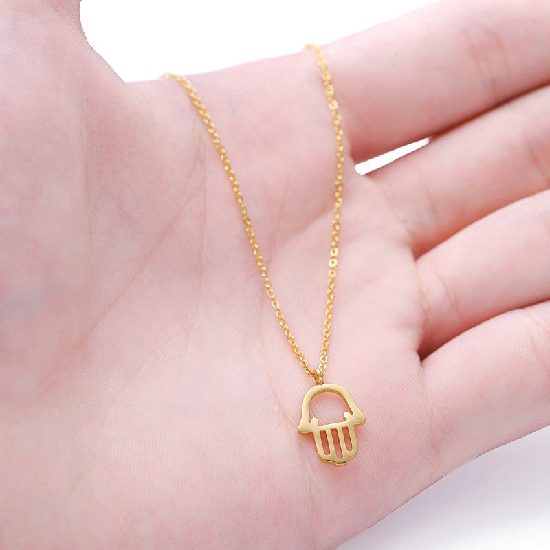 2020 New Statement Necklace Hollow Fatima Hand Brand Pendant Necklaces Rose Gold Chain girl Jewelry