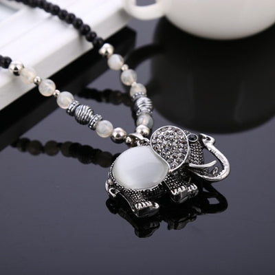 2020 New Style High Quality Chain Cat Eye Crystal Lovely Little Elephant Sweater Pendant Necklaces For Women Jewelry