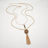 2020 New Tassel Jewelry Women Statement Necklace Boho Alloy Faux Stone Pendant Female Girls Long Turquoises Necklace for Dress