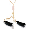 2020 New Tassel Jewelry Women Statement Necklace Boho Alloy Faux Stone Pendant Female Girls Long Turquoises Necklace for Dress