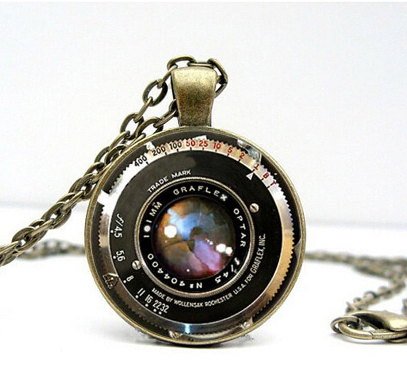 2022 Vintage Camera Lens Necklace Novel Round Pendants Photographer Gift Glass Cabochon Picture  Jewelry Pendant HZ1
