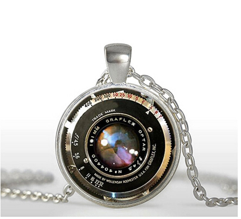 2022 Vintage Camera Lens Necklace Novel Round Pendants Photographer Gift Glass Cabochon Picture  Jewelry Pendant HZ1