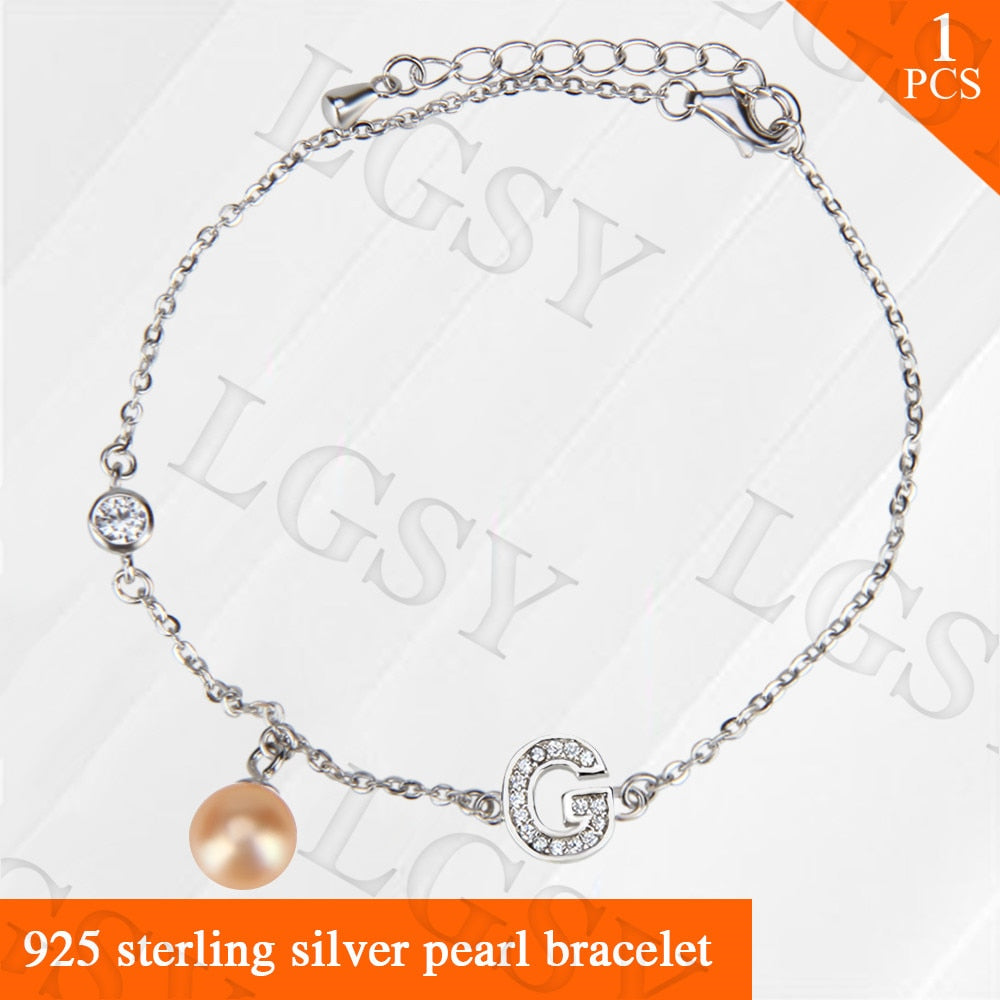 2020 New design Fashion jewelry Letter G shape sterling silver bracelet with 7-8 akoya pearls for elegant wearing