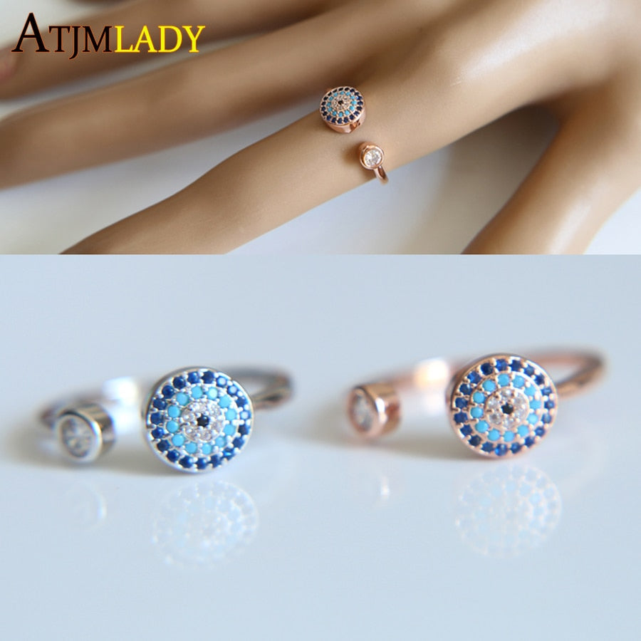 2020 New silver rose gold color micro pave CZ open adjust sized Top Quality Luxury fashion turkish jewelry women ring