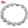 2020 New offer 7-8MM Baroque Natural White Pearl Strand Bracelet for women Brand Fine Jewelry Pulseras