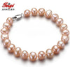 2020 New offer Baroque style 7-8MM Pink Natural Pearl Strand Bracelet For Women,girl bangle bracelet Pulseras