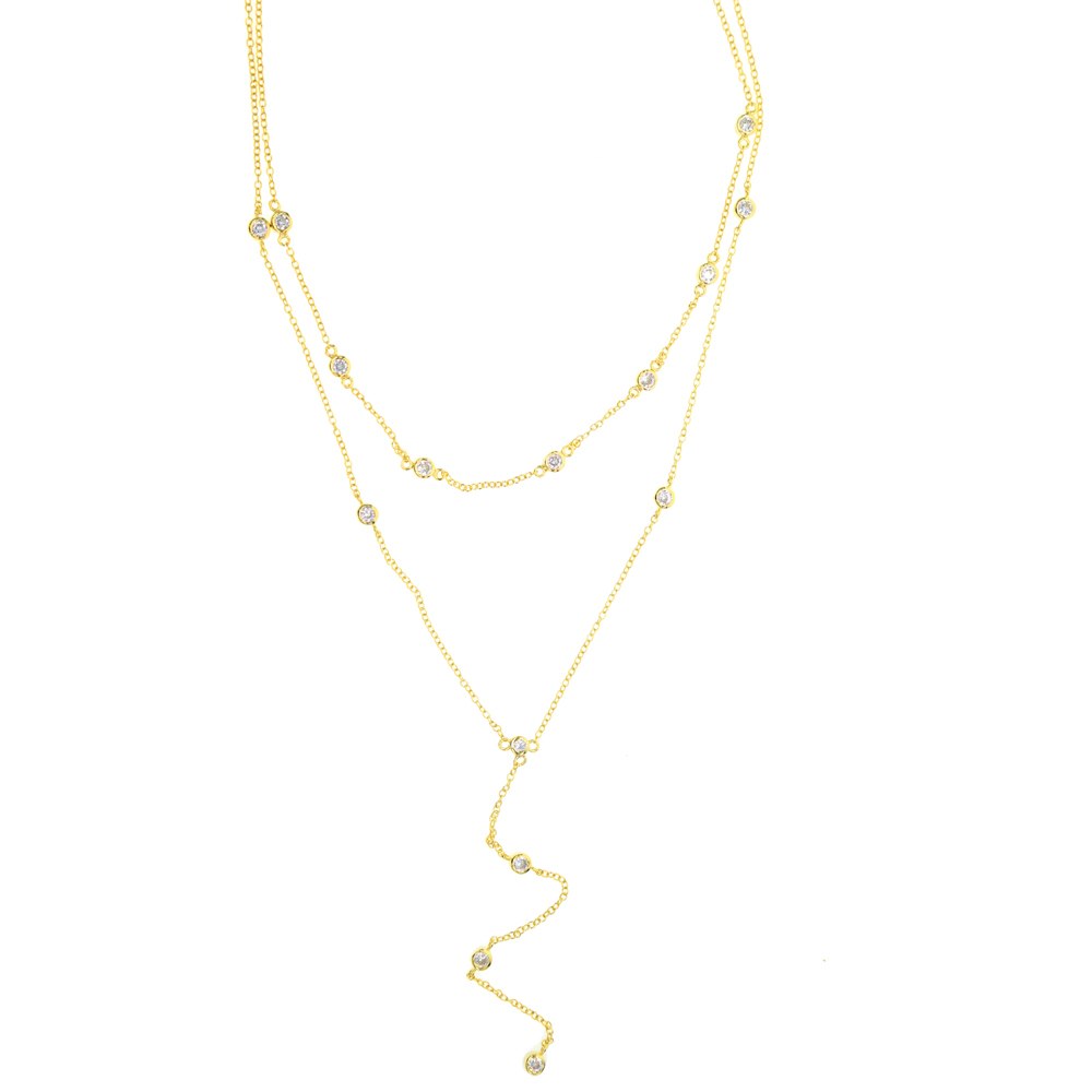 2020 New women sexy necklace 925 sterling silver chain double layer With AAA Cubic Zirconia necklace Y choker jewelry