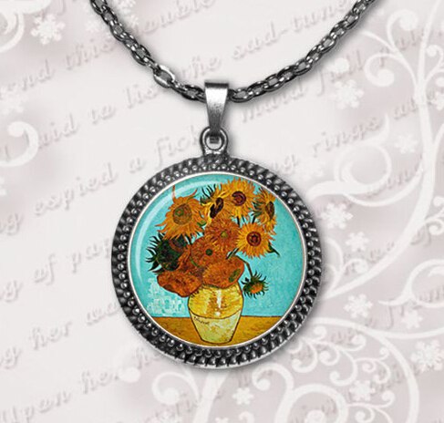 2020 Promotion Limited Classic Women Collier Collares Maxi Necklace Sunflower Necklaces Jewelry Van Gogh Pendant Glass Dome HZ1