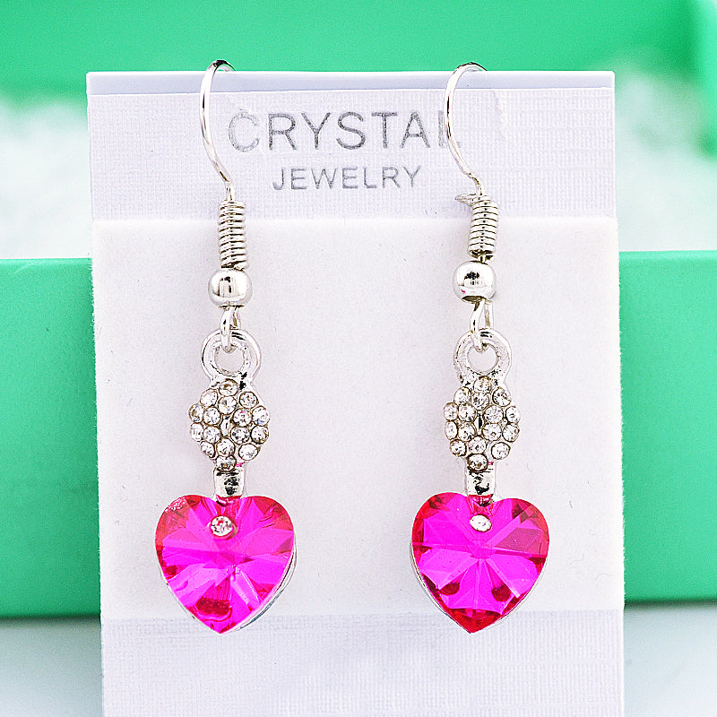 2020 Promotion Price!crystal Jewelry Ornaments Korea Charming Heart Doop Earrings Multicolor Earring for Women Hot Gift for Girl
