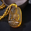 2020 Quality Natural Yellow crystal jade Carved Buddha Happy Amulet Pendant Necklace For Women Men's Pendants Classic Jewelry DK