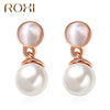 2020 Brand Milky Pearls Crystal Stud Earrings Rose Gold Color Wedding Beads Jewelry For Romantic Mother's Gifts