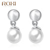 2020 Brand Milky Pearls Crystal Stud Earrings Rose Gold Color Wedding Beads Jewelry For Romantic Mother's Gifts