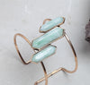 2020 Resin Bullet Shape Charm Open Cuff Bangle Vintage Antique Gold 3 Color Pink Blue Green Women Cuff Bracelet MYC16002