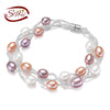 2020 7-8mm AAA rice shape mixed color women bracelet antique cultured pearl bracelet