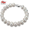 2020 offer Potato shape Some Flaws 8-9MM White Natural Pearl Strand Bracelet for Women's Fine Pearl Jewelry