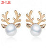 2020 The new fashion jewelry explosion models AliExpress Micro Pave pearl earrings manufacturers   antlers