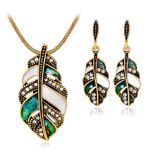 2020 Top Fashion Limited African Beads Jewelry Set Tree Leaves Necklace Earrings Three - Piece Jewelry Sets Europe And The Wind
