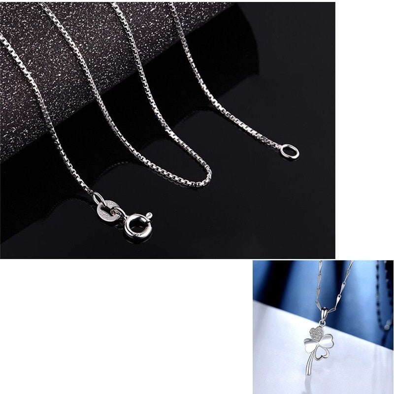 2020 Trendy Flower Sterling Silver Pendant Necklace Women Jewelry Four Leaves Clover Necklaces Bijoux Pendant for girls Gifts