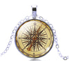 2020 Vintage Jewelry Sliver / Bronze Color Compass Glass Cabochon Necklace Pendant for Christmas Gift
